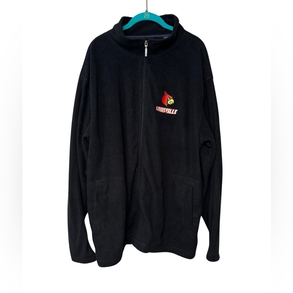 Louisville Cardinals Fleece Zip Black Jacket Size 3XL